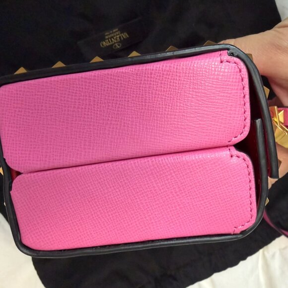 VALENTINO GARAVANI Alcove Rockstud Leather Box Top Handle Bag Pink - Picture 8 of 14